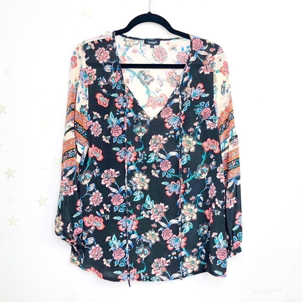 TOLANI floral silk tunic blouse